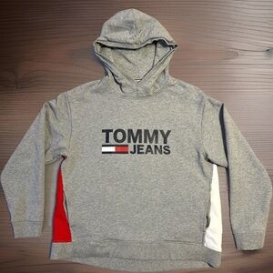Tommy Jeans Colorblock Hoodie Women's Medium Sweatshirt Grey Logo Hilfiger Y2K